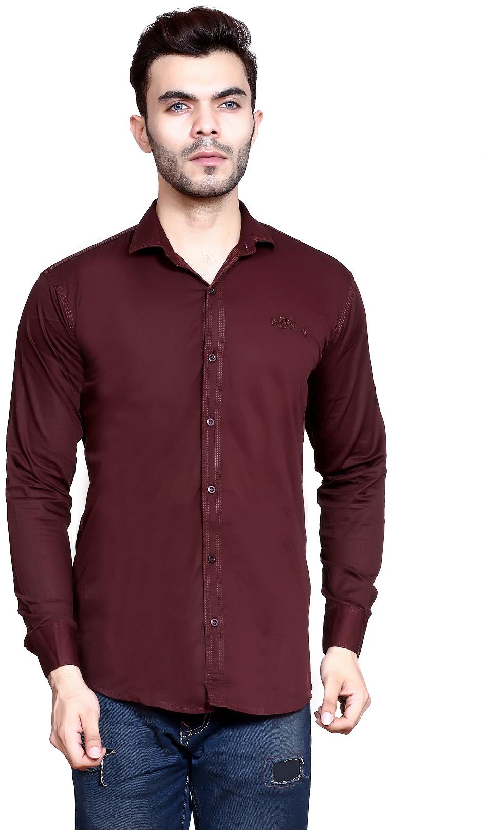 

Mesh Men Maroon Solid Super Slim Fit Casual Shirt