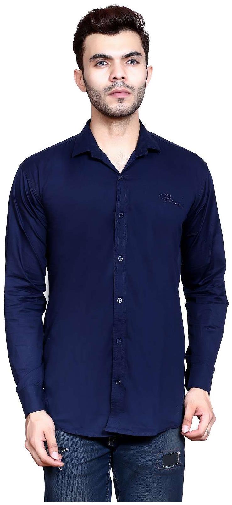 

Mesh Men Blue Solid Regular Fit Casual Shirt