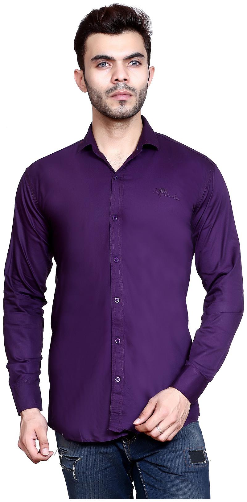 

Mesh Men Purple Solid Regular Fit Casual Shirt