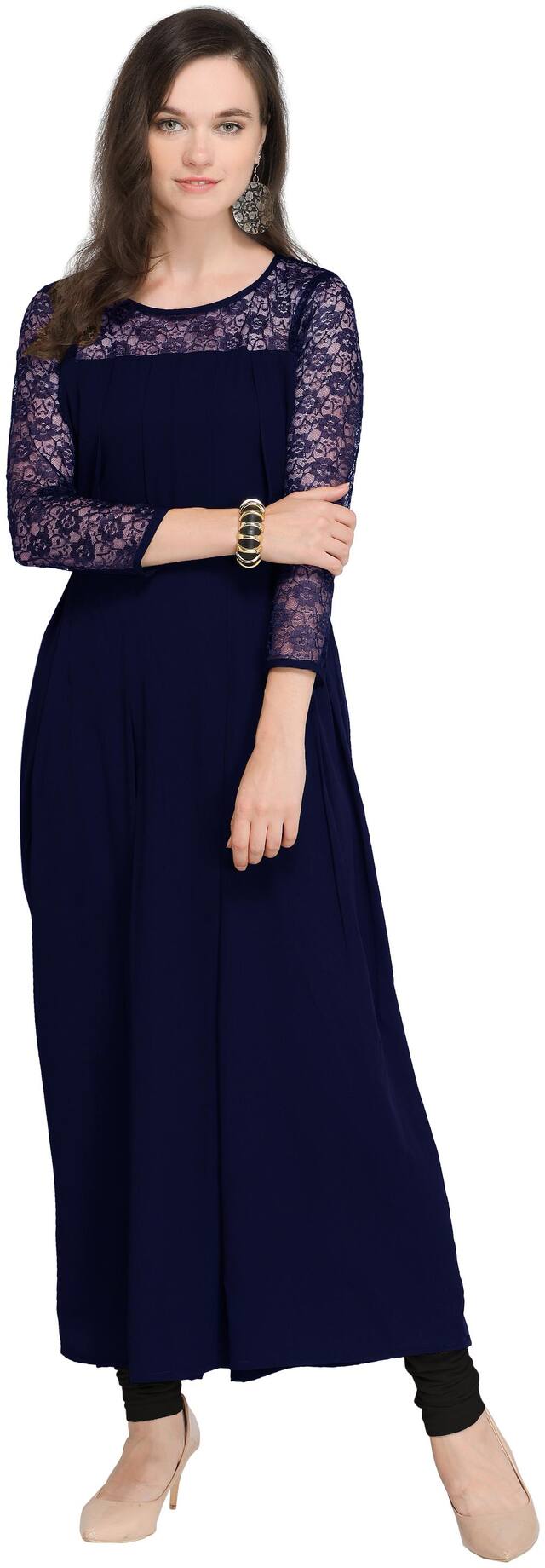 Shivam Creation Blue Solid Maxi dress