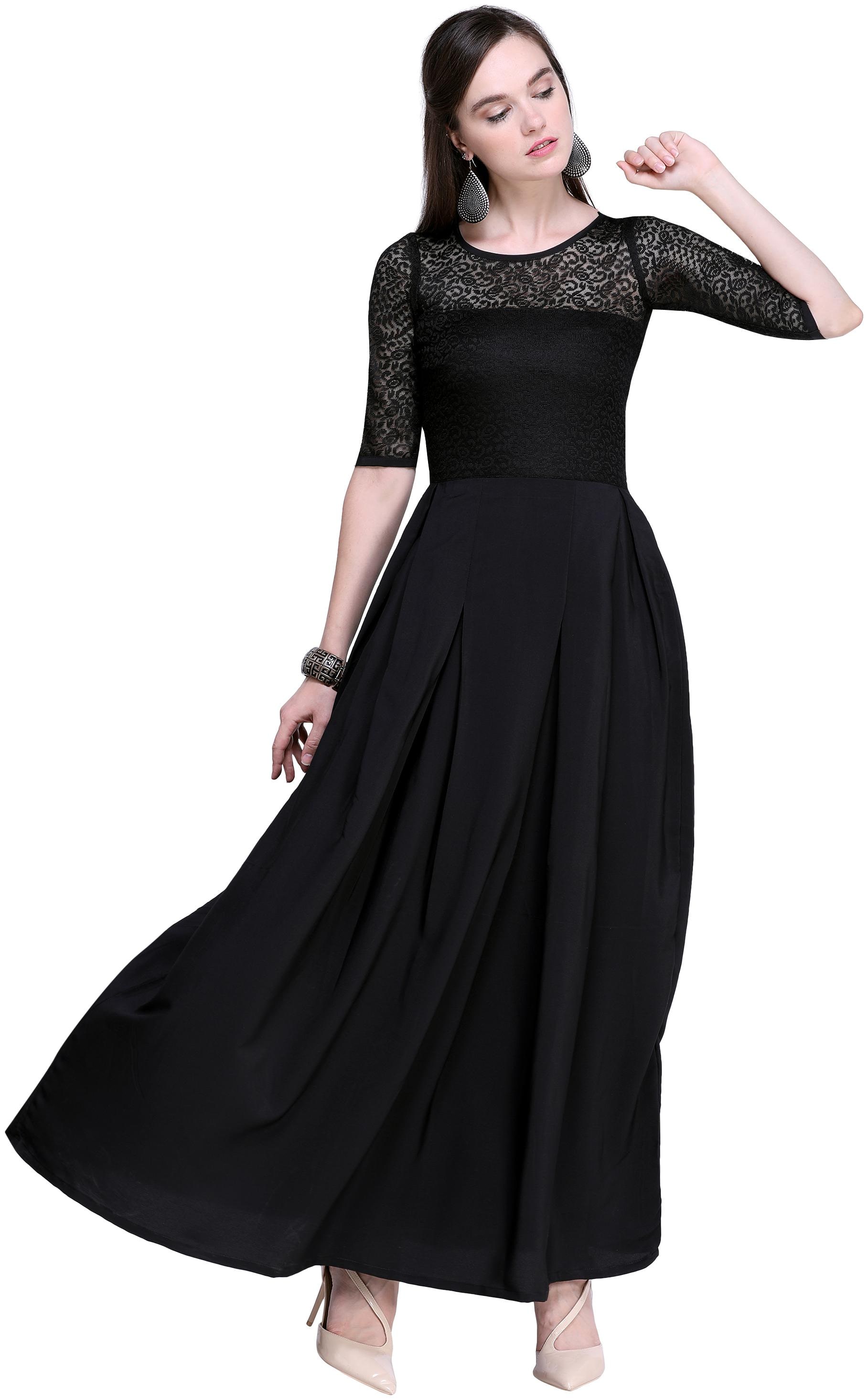 

Shivam Creation Black Solid Maxi dress