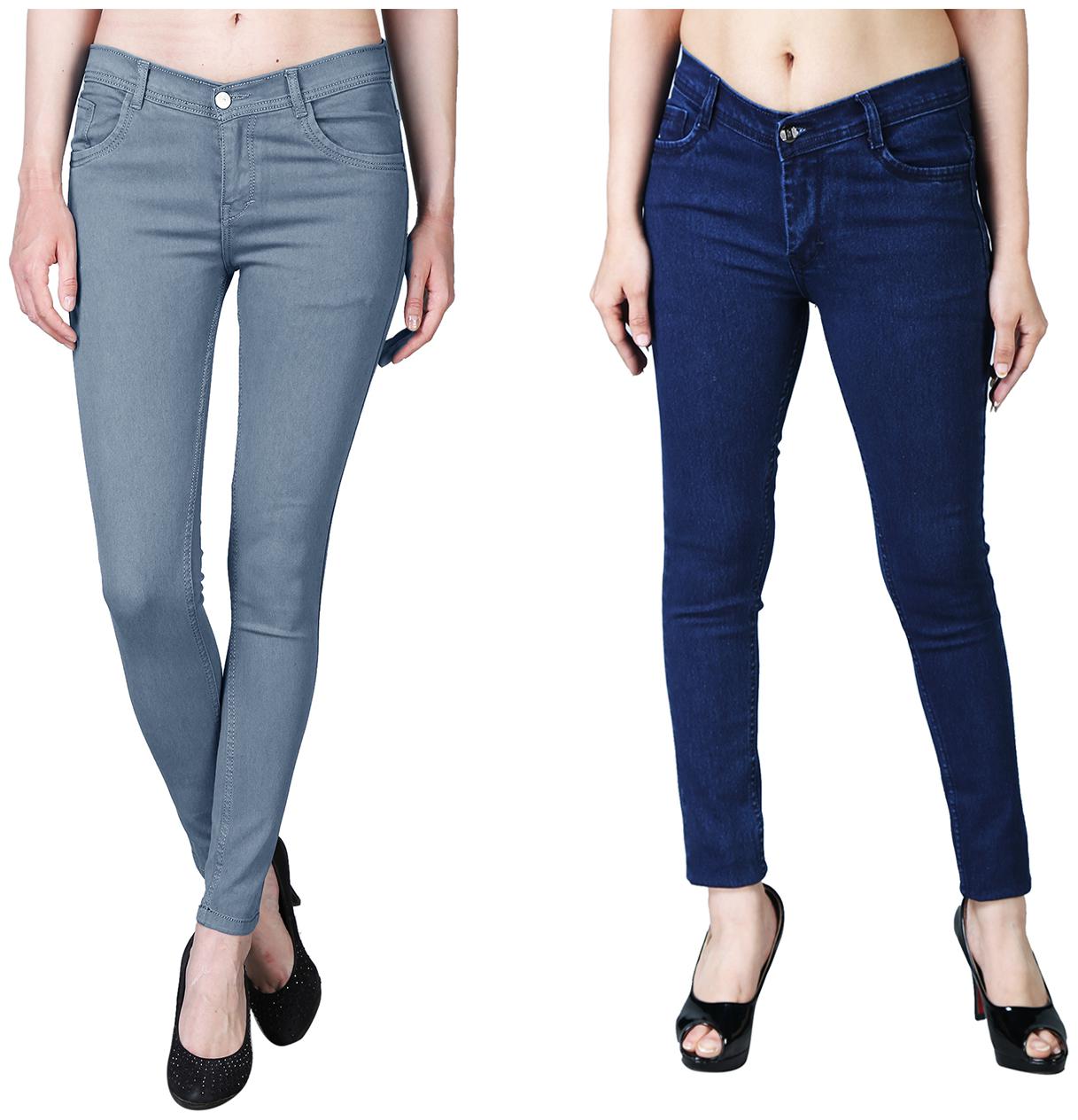 

Shopjinie Women Grey Blue Slim fit Jeans