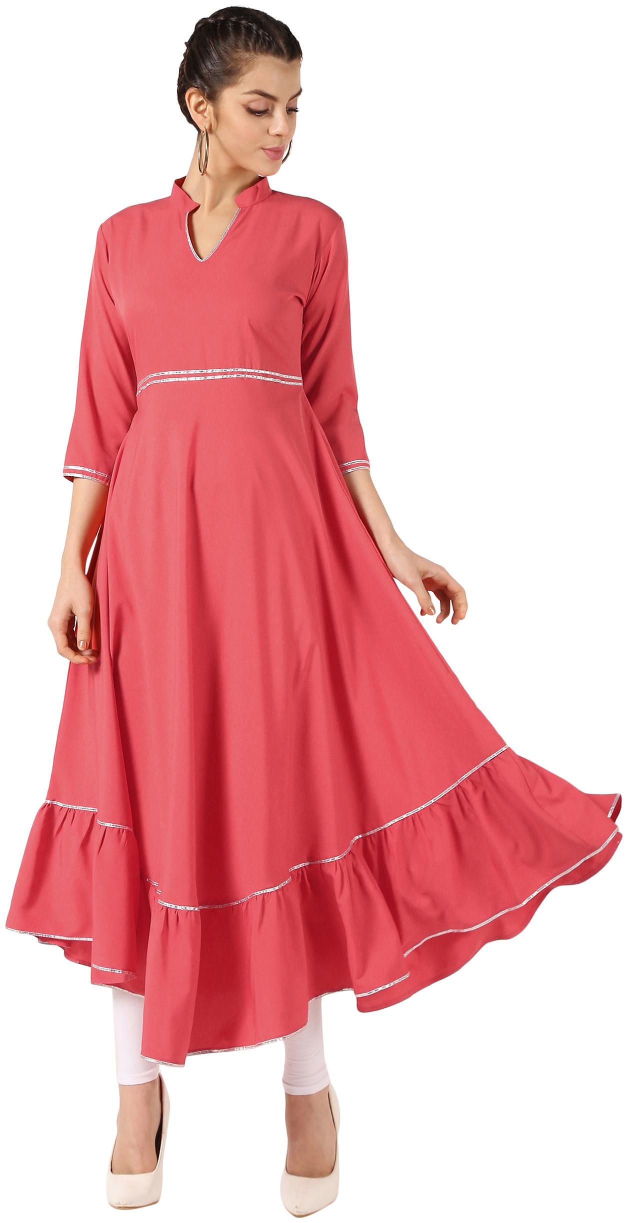 

ShopMerry Crepe Solid Women Pink Kurta