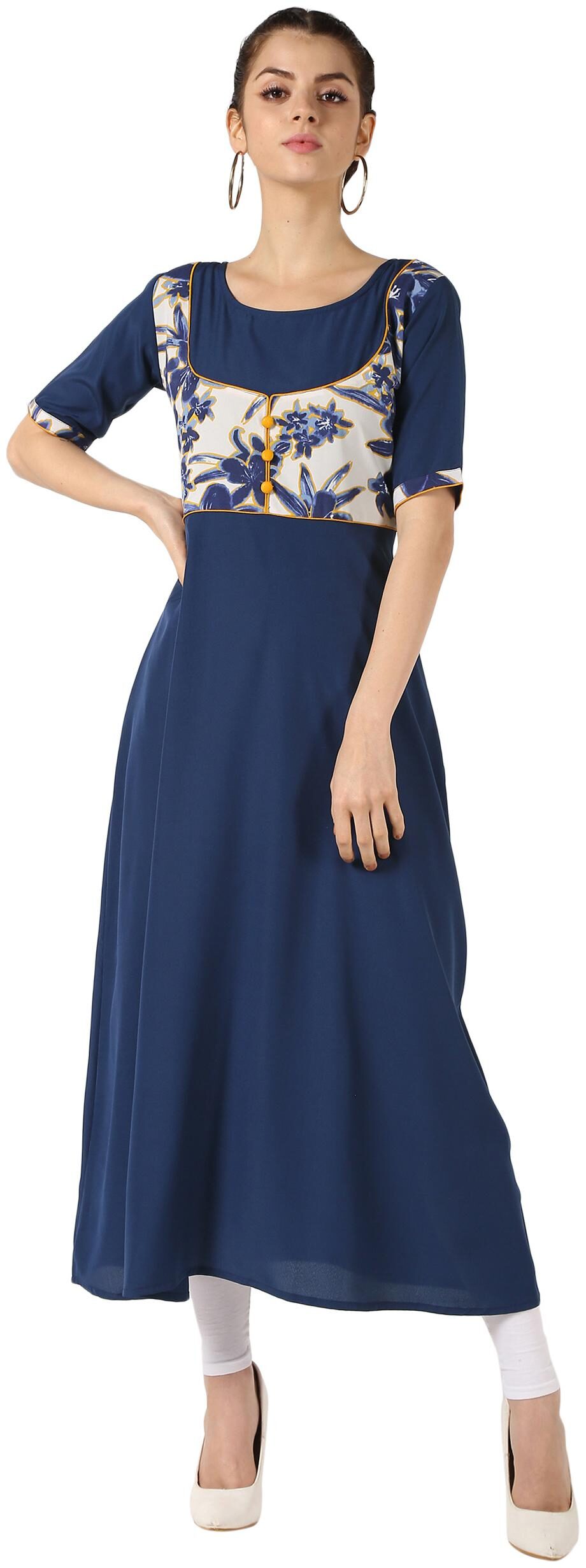 

ShopMerry Crepe Floral Women Blue Kurta