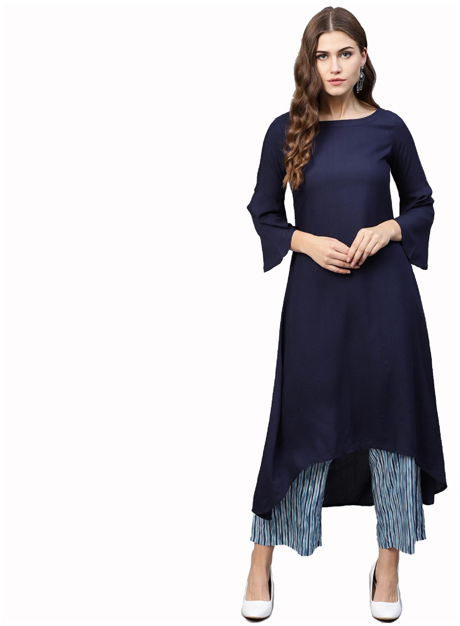 

ShopMerry Crepe Solid Women Blue Kurta
