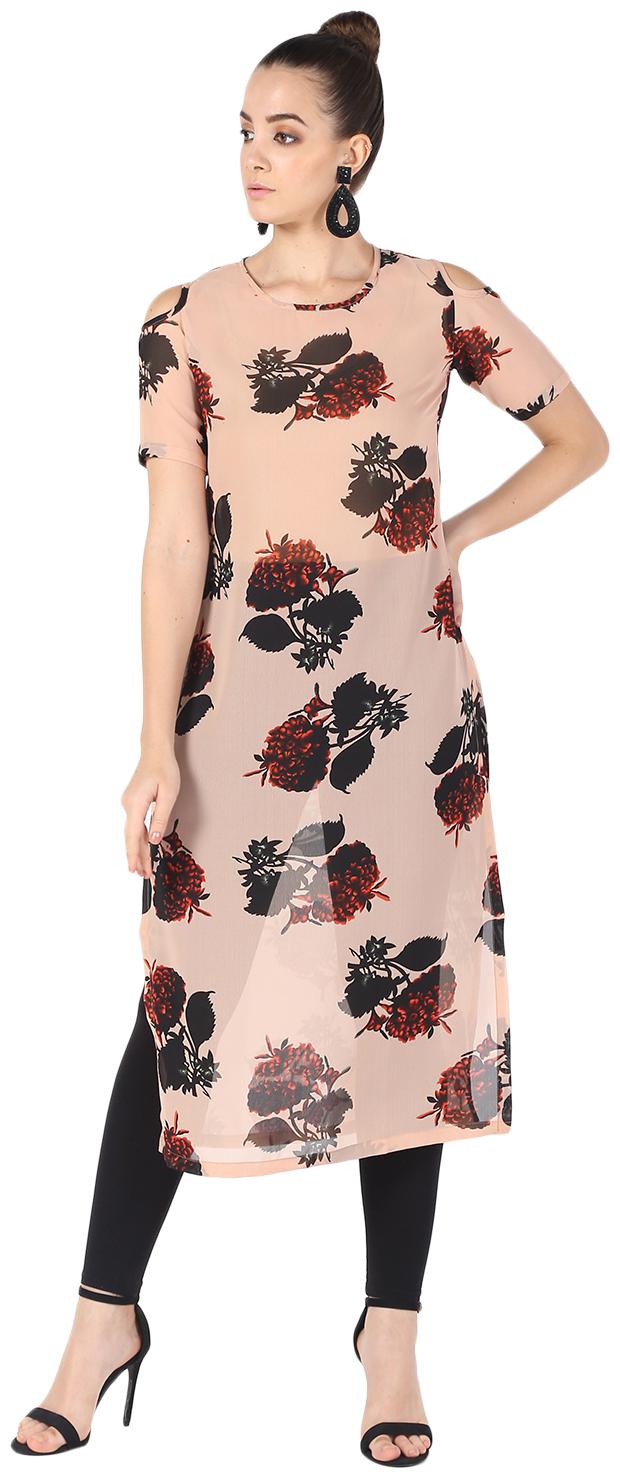 

ShopMerry Georgette Floral Women Pink Kurta