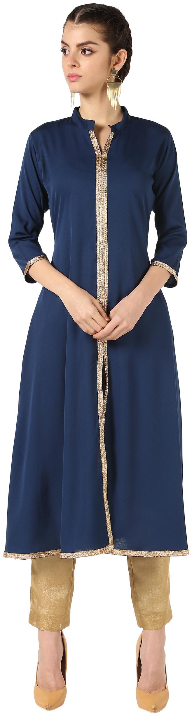 

ShopMerry Rayon Solid Women Blue Kurta