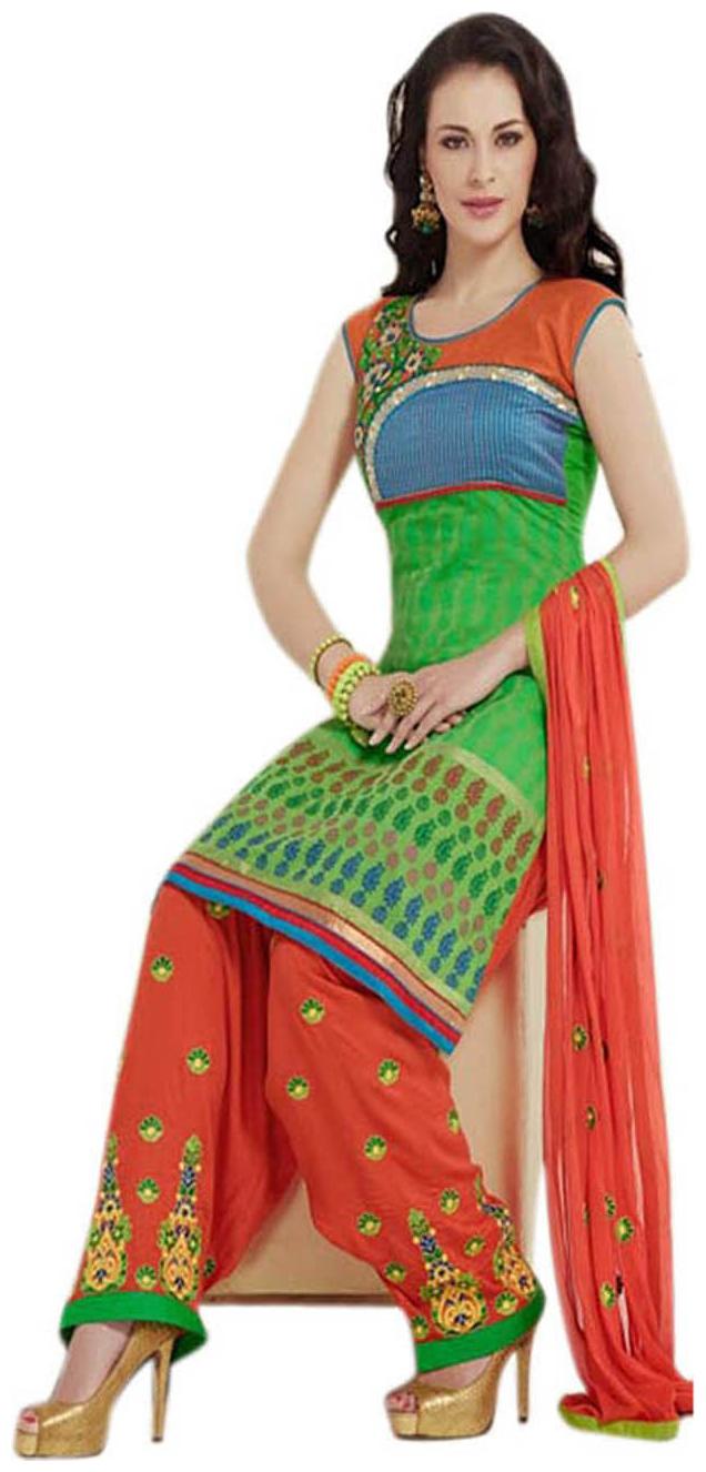 

ShoppyStar Green Cotton Dress Material