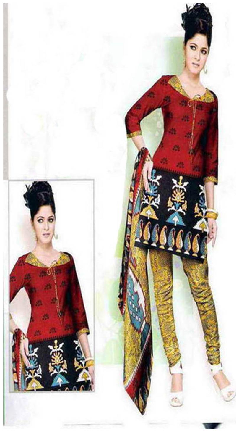 

ShoppyStar Red Cotton Dress Material