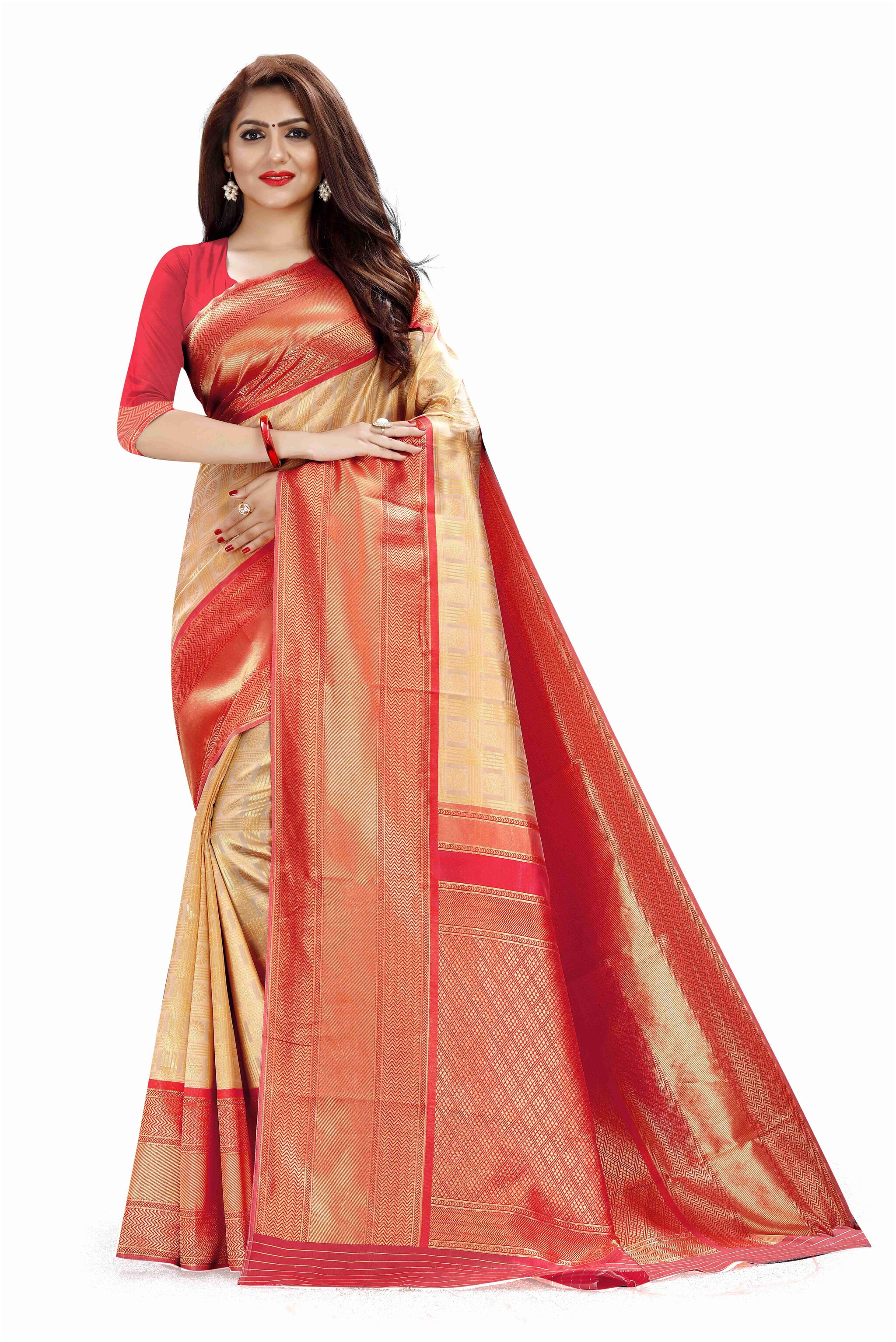 

Shopvilla Women Jacquard Woven Saree Cream