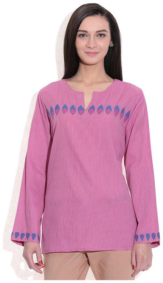 

Short Kurti Women Multi Handwoven Cotton Fabric Embroidered work