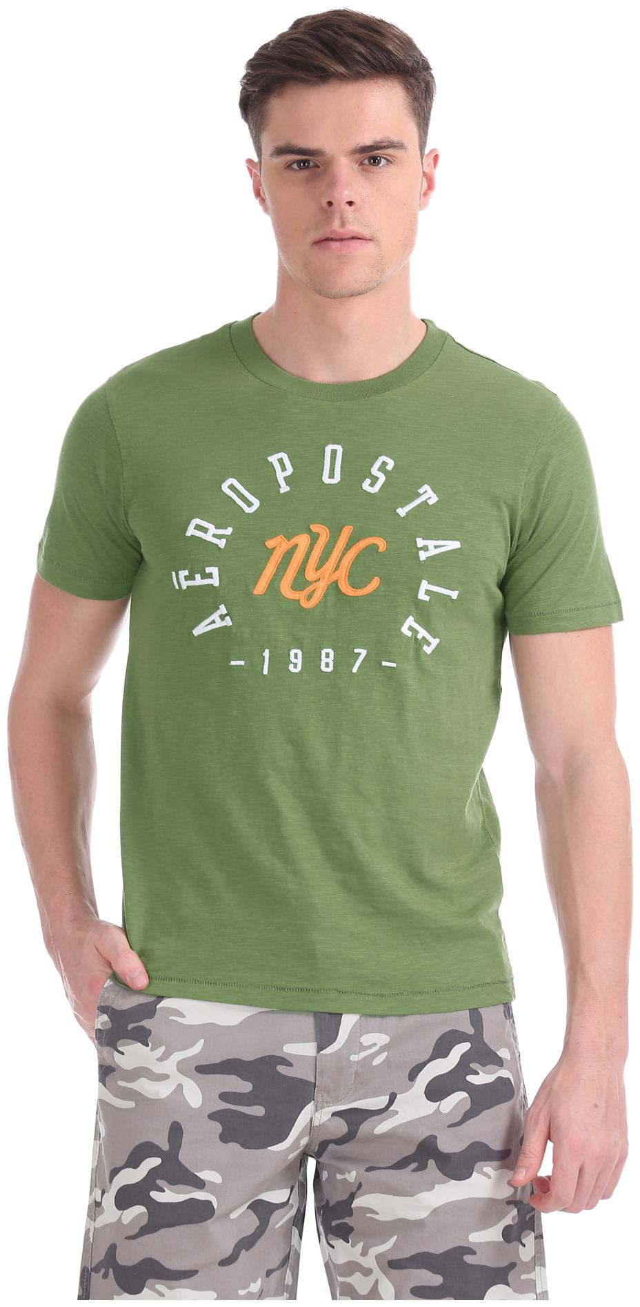 

Aeropostale Men Green Regular fit Cotton Round neck T-Shirt - Pack Of 1