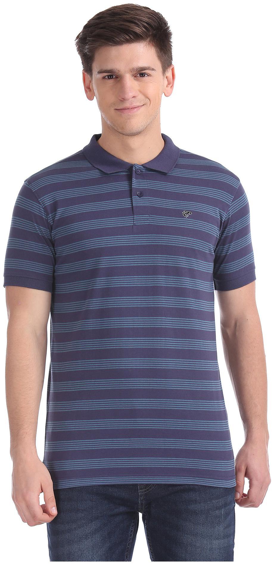 

RUGGERS Men Blue Slim fit Cotton Blend Polo collar T-Shirt - Pack Of 1