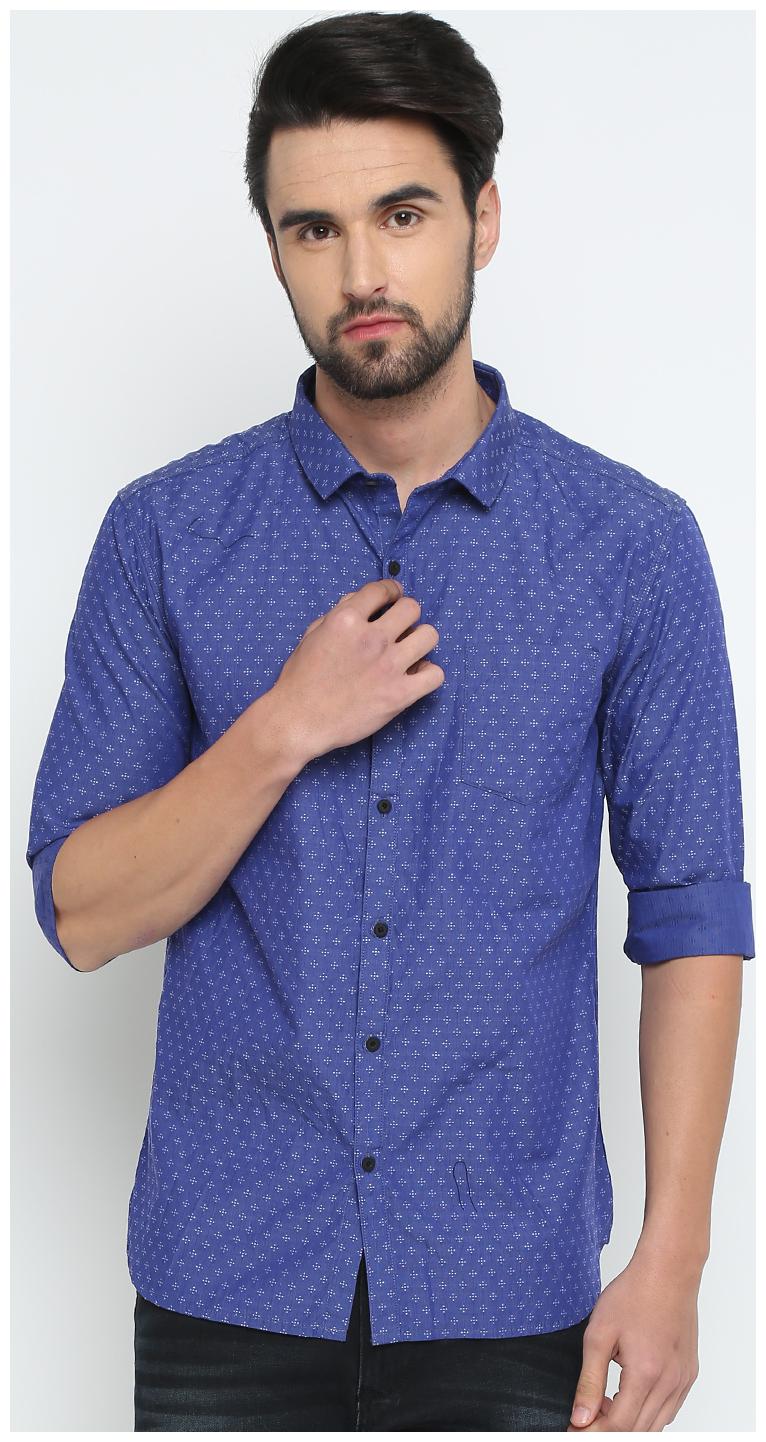 

Show off Men Blue Printed Slim Fit Casual Shirt