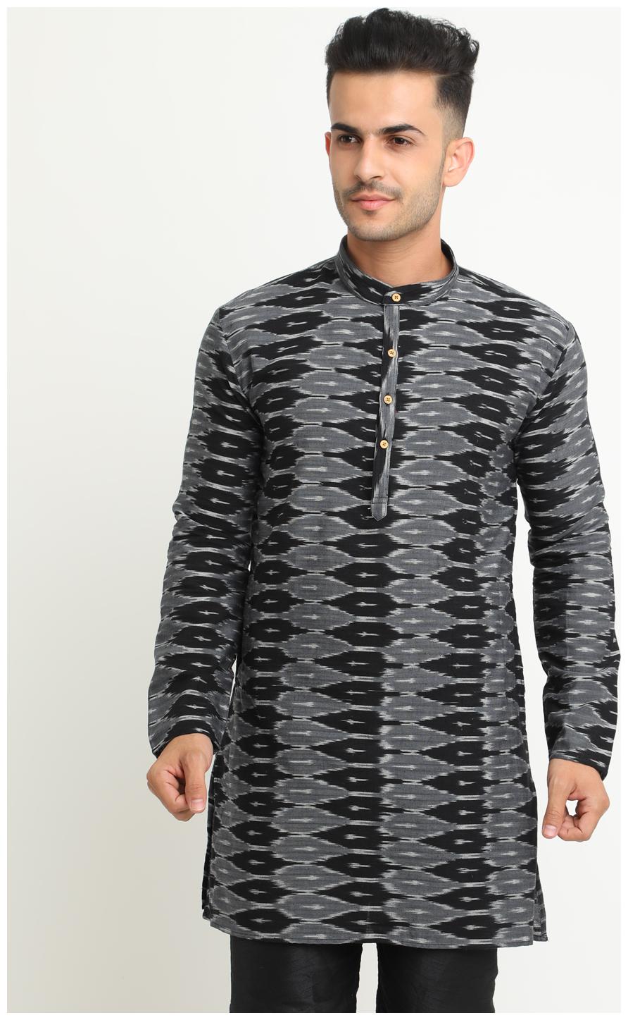 

Show off Men Grey Black Regular Fit Kurta