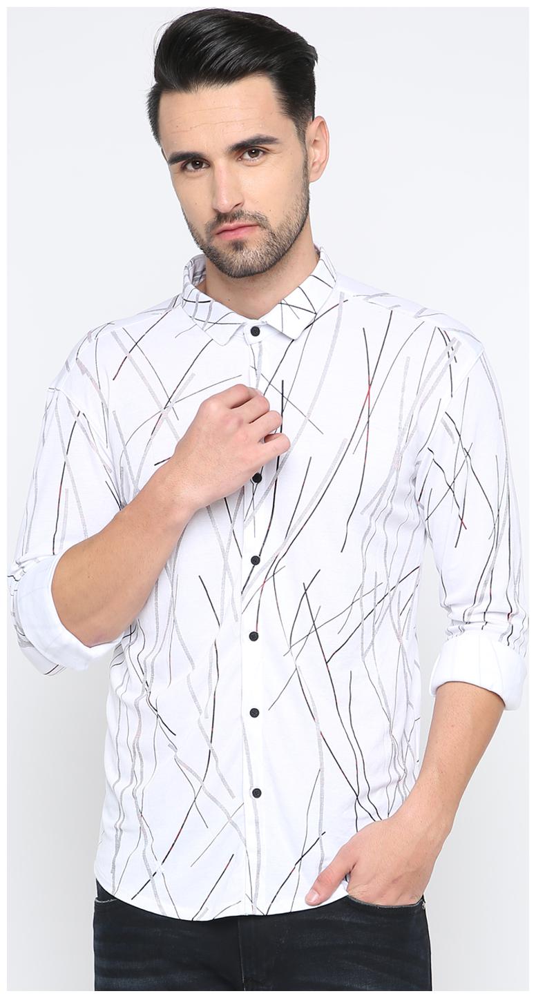 

Show off Men White Printed Slim Fit Casual Shirt