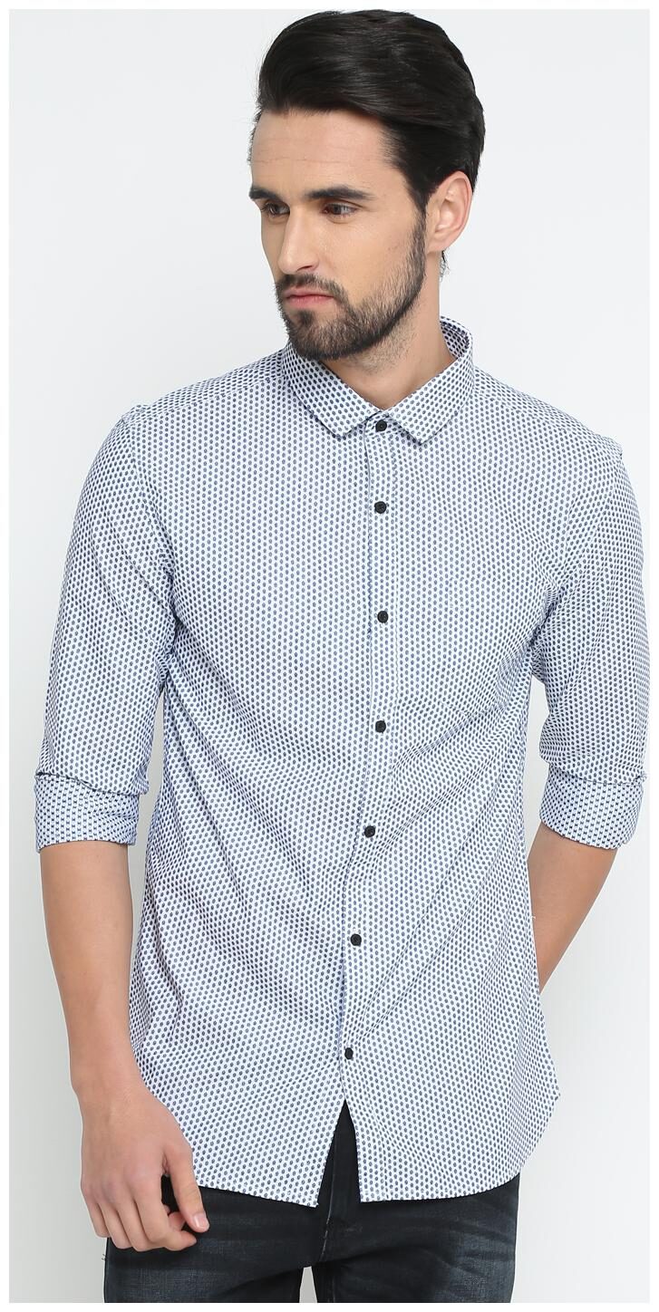 

Show off Men Blue Printed Slim Fit Casual Shirt