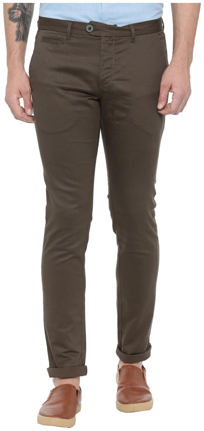 

Show off Men Brown Printed Slim fit Regular trousers