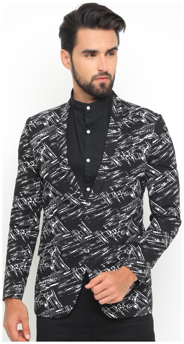 

Show off Men Black Printed Slim fit Single Breasted Blazer