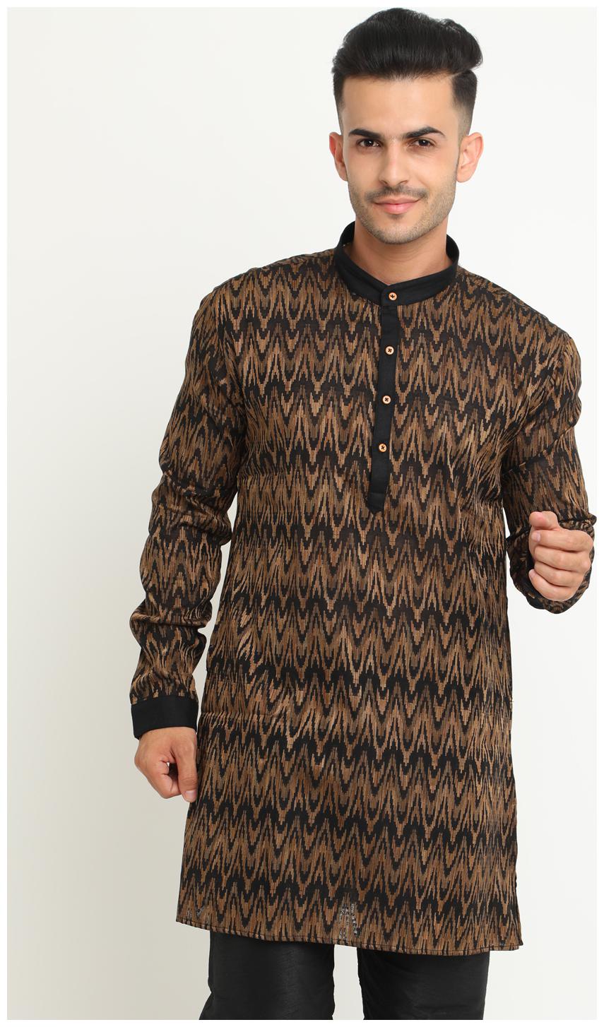 

Show off Men Black Brown Regular Fit Kurta