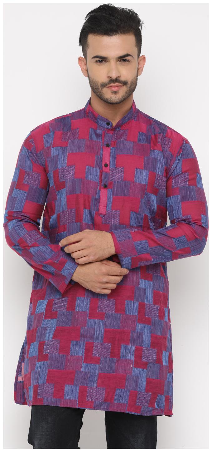 

Show off Men Pink Blue Regular Fit Kurta