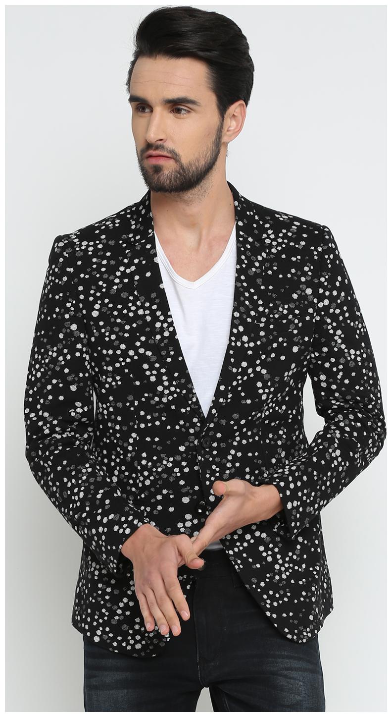 

Show off Men Black Printed Slim fit Single Breasted Blazer
