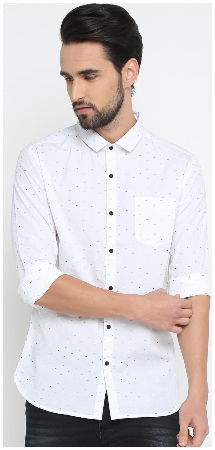 

Show off Men White Printed Slim Fit Casual Shirt
