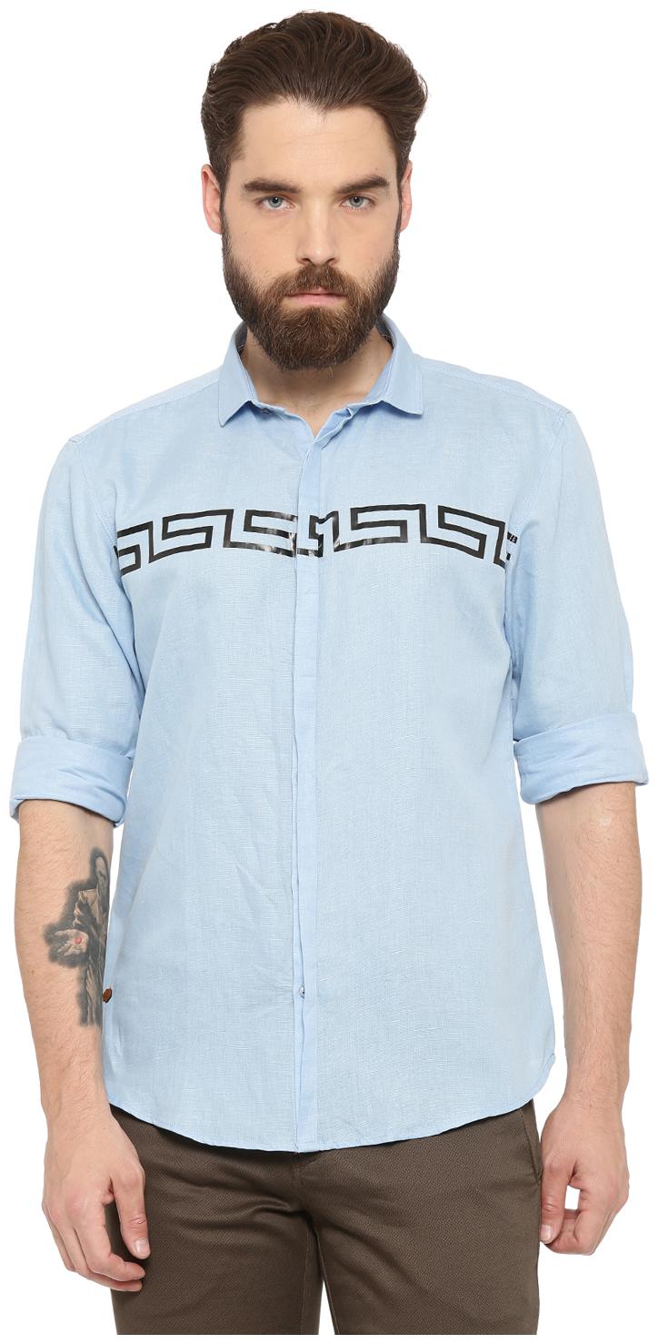 

Show off Men Blue Solid Slim Fit Casual Shirt