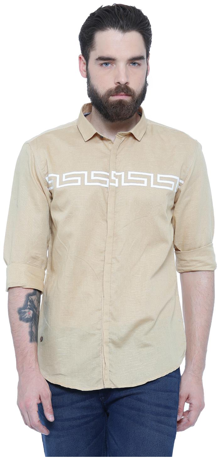 

Show off Men Beige Solid Slim Fit Casual Shirt