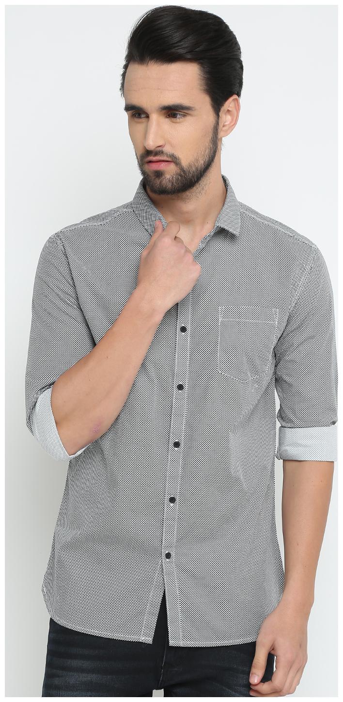 

Show off Men Grey Textured Slim Fit Casual Shirt