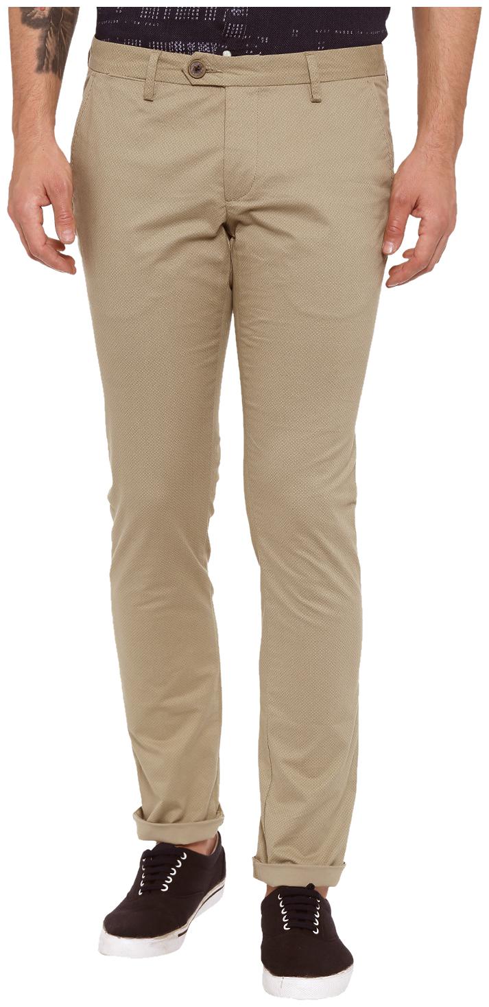 

Show off Men Beige Printed Slim fit Regular trousers