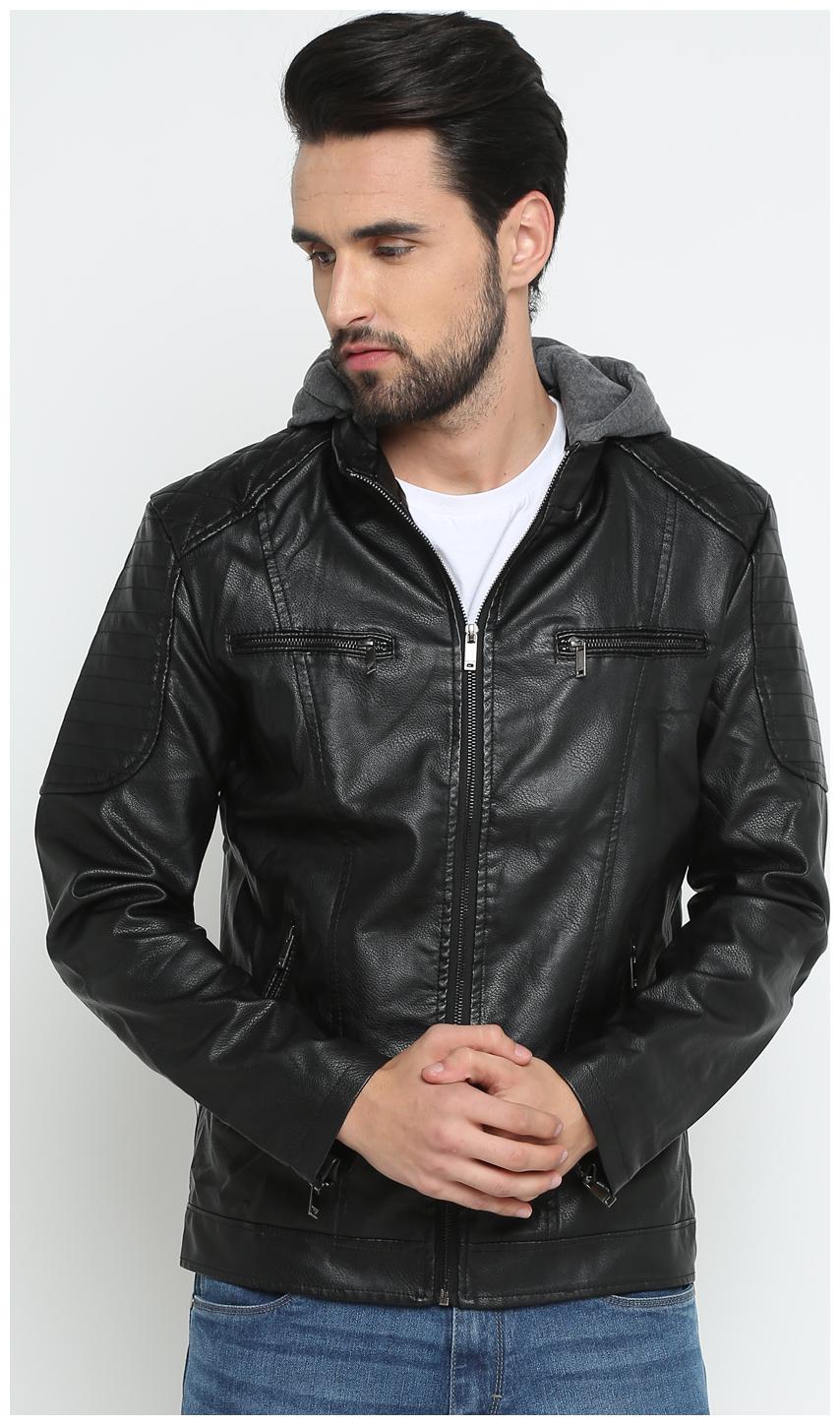 

Show off Men Black Solid Leather jacket