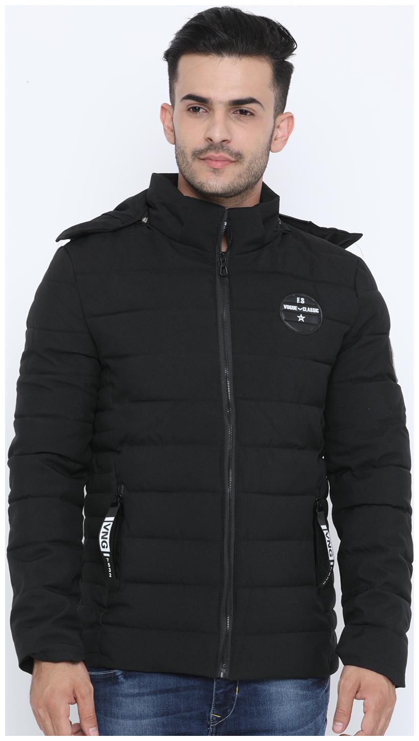 

Show off Men Black Solid Leather jacket