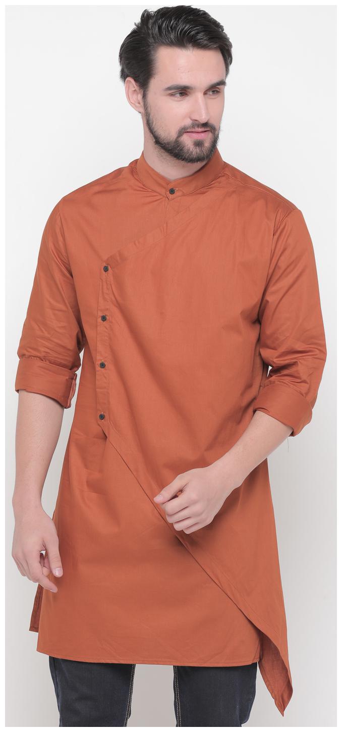 

Showoff Men Medium Cotton Solid Kurta (Brown)