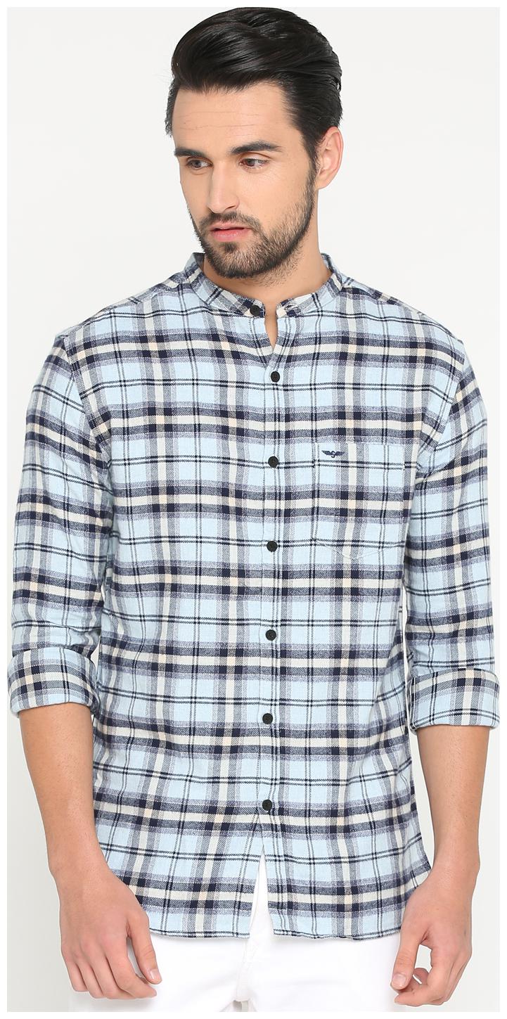 

Show off Men Blue Checked Slim Fit Casual Shirt