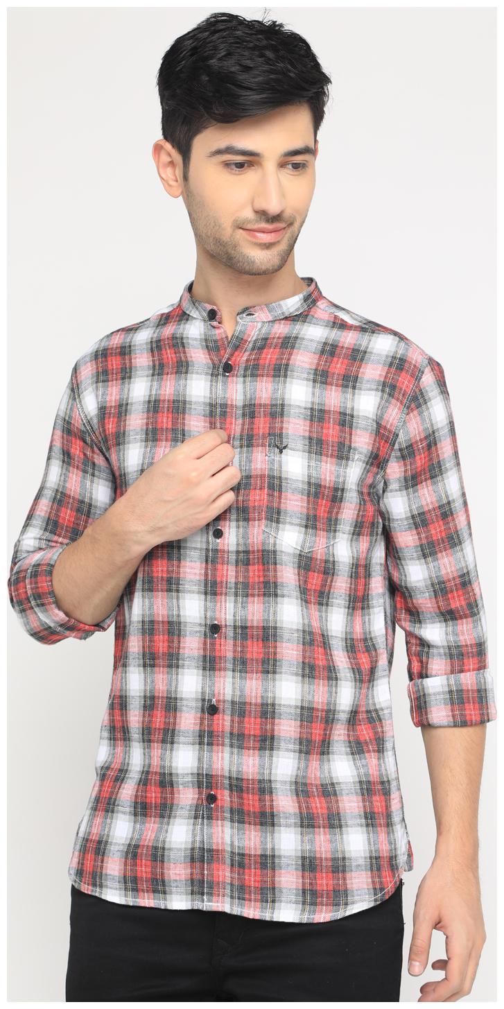 

Show off Men Red Checked Slim Fit Casual Shirt