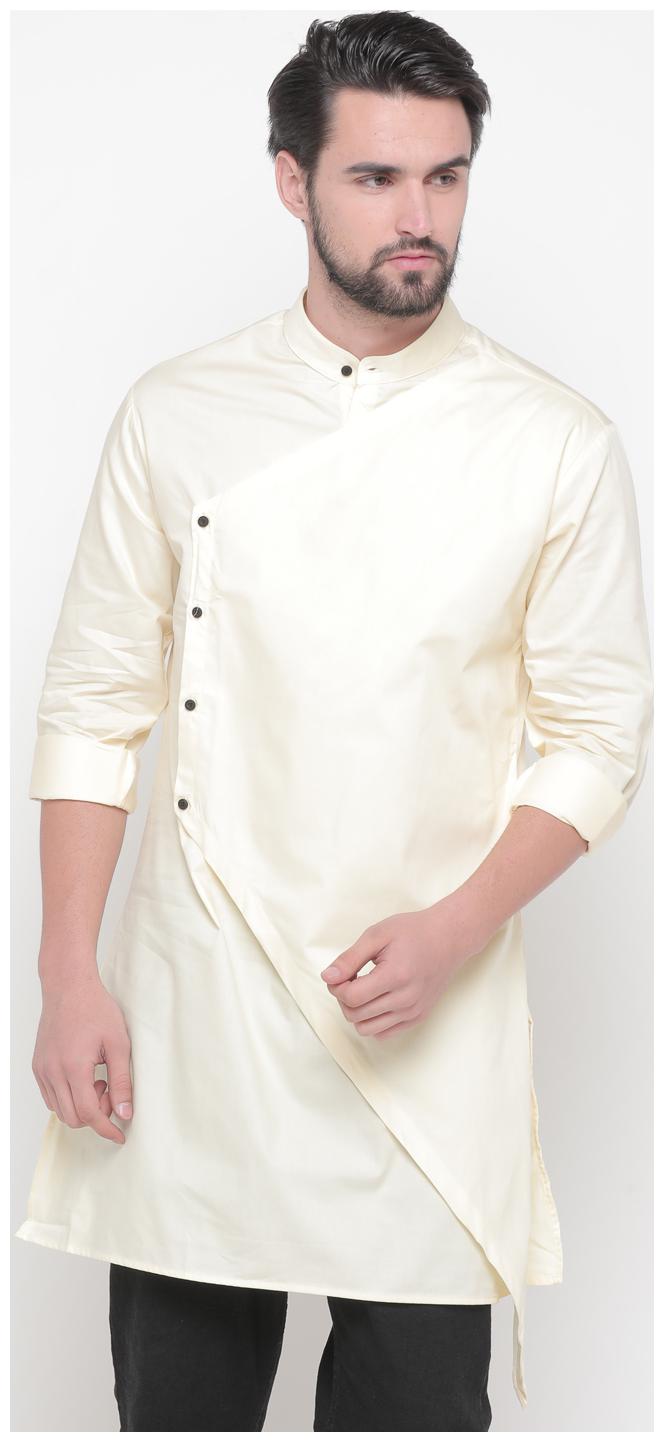

Showoff Men Medium Cotton Solid Kurta (Cream)