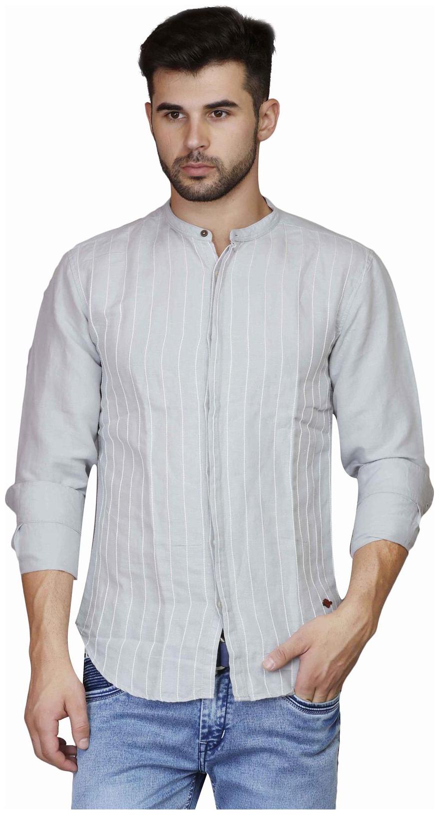 

Showoff Men Grey Vertical Stripes Slim Fit Casual Shirt