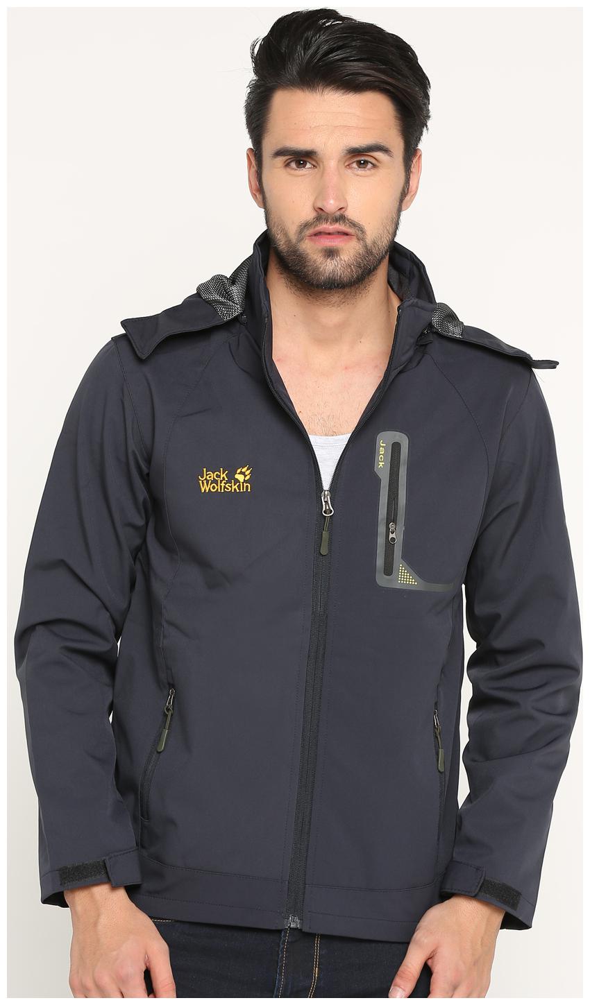 

Show off Men Blue Solid Leather jacket