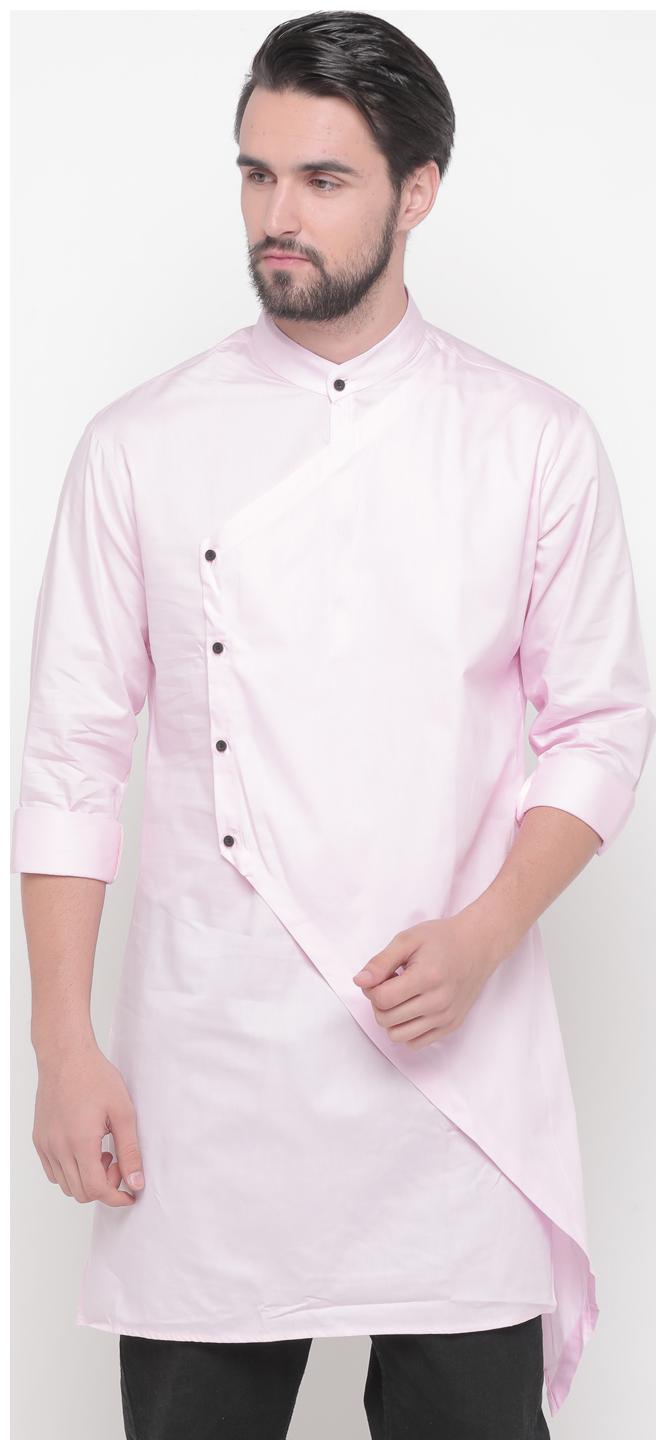 

Showoff Men Medium Cotton Solid Kurta (Pink)