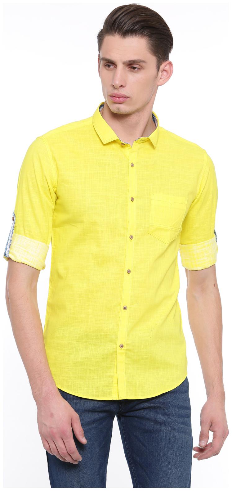 

Showoff Men Yellow Solid Slim Fit Casual Shirt