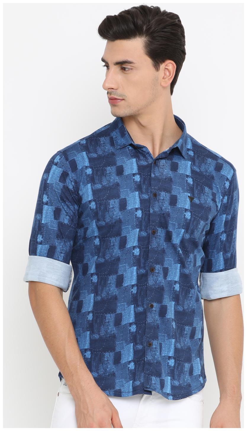 

Showoff Men Blue Printed Slim Fit Casual Shirt