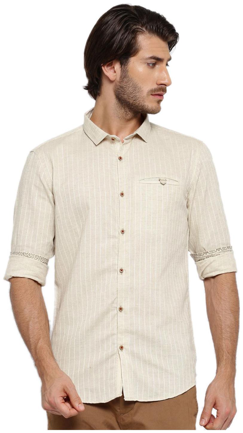 

Showoff Men Beige Solid Slim Fit Casual Shirt