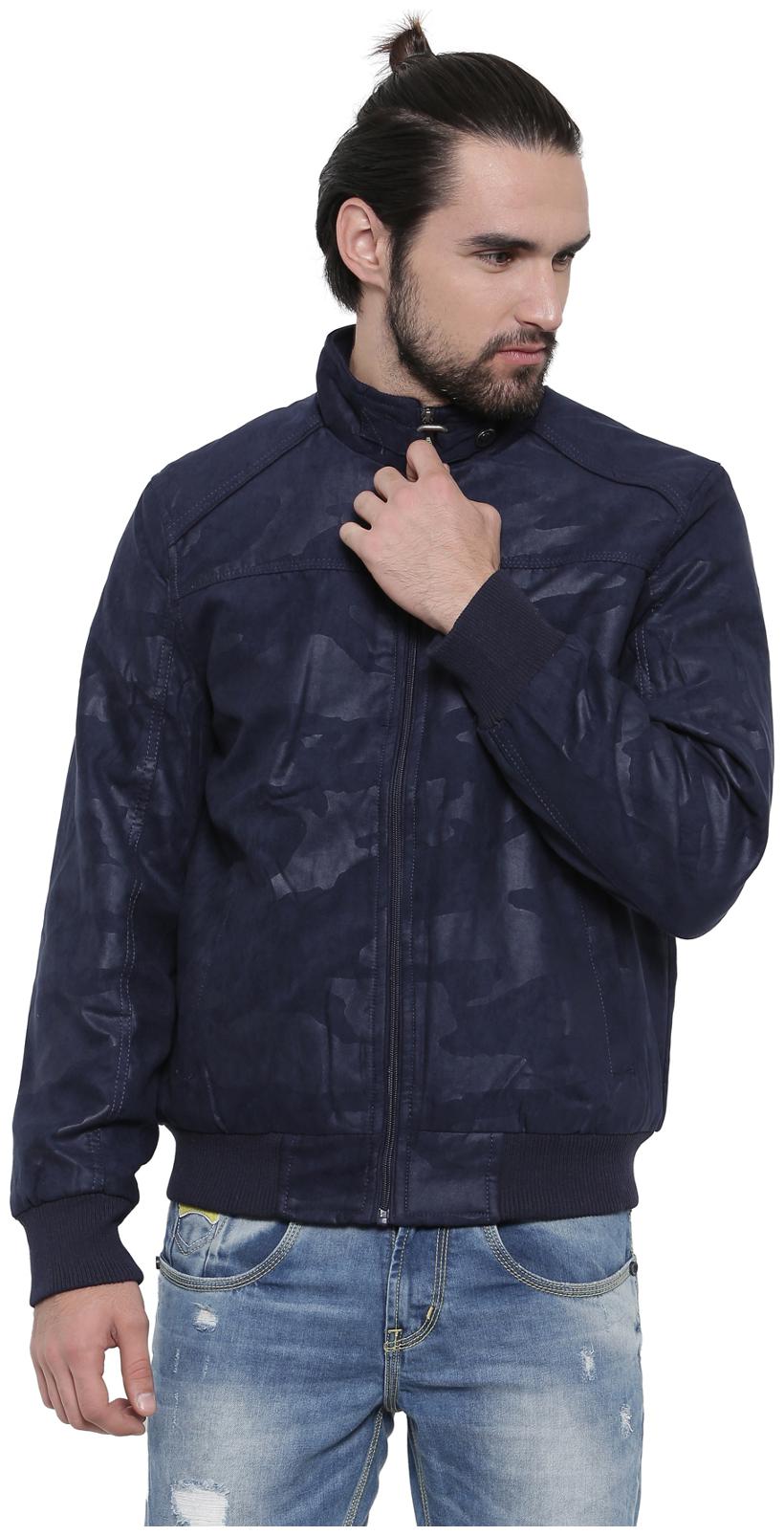 

Showoff Men s Blue Printed Casual Jacket