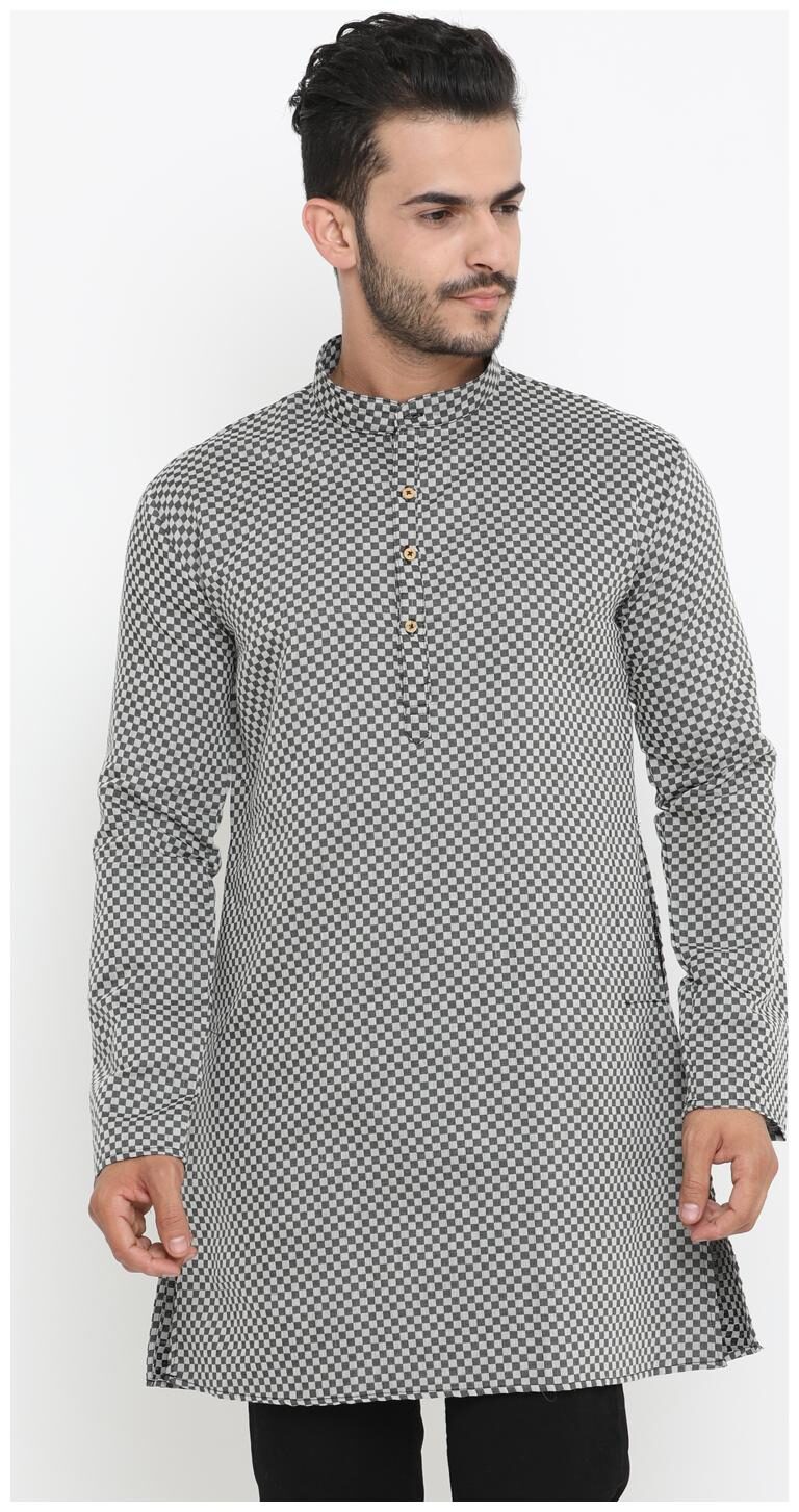 

Showoff Men Grey Regular Fit Kurta