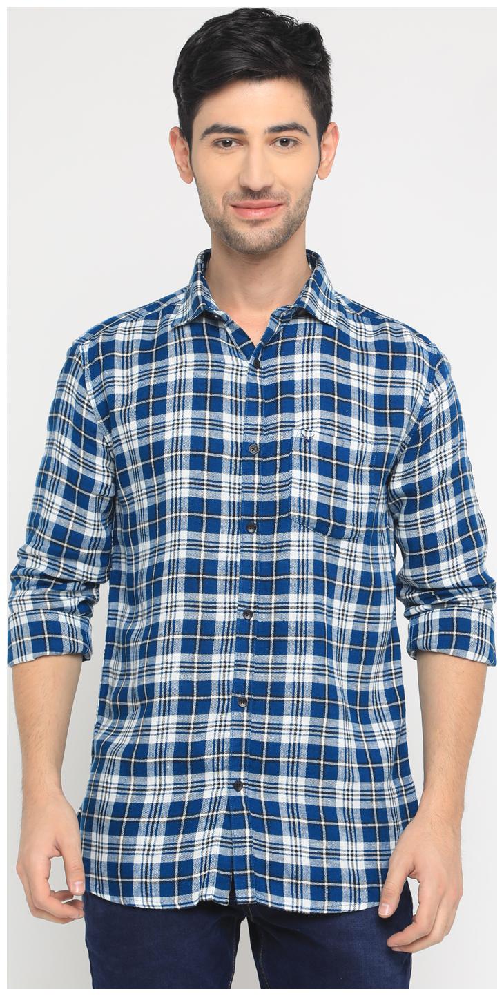 

Show off Men Blue Checked Slim Fit Casual Shirt