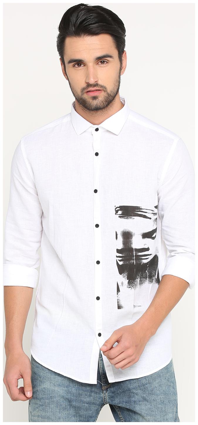 

Show off Men White Printed Slim Fit Casual Shirt