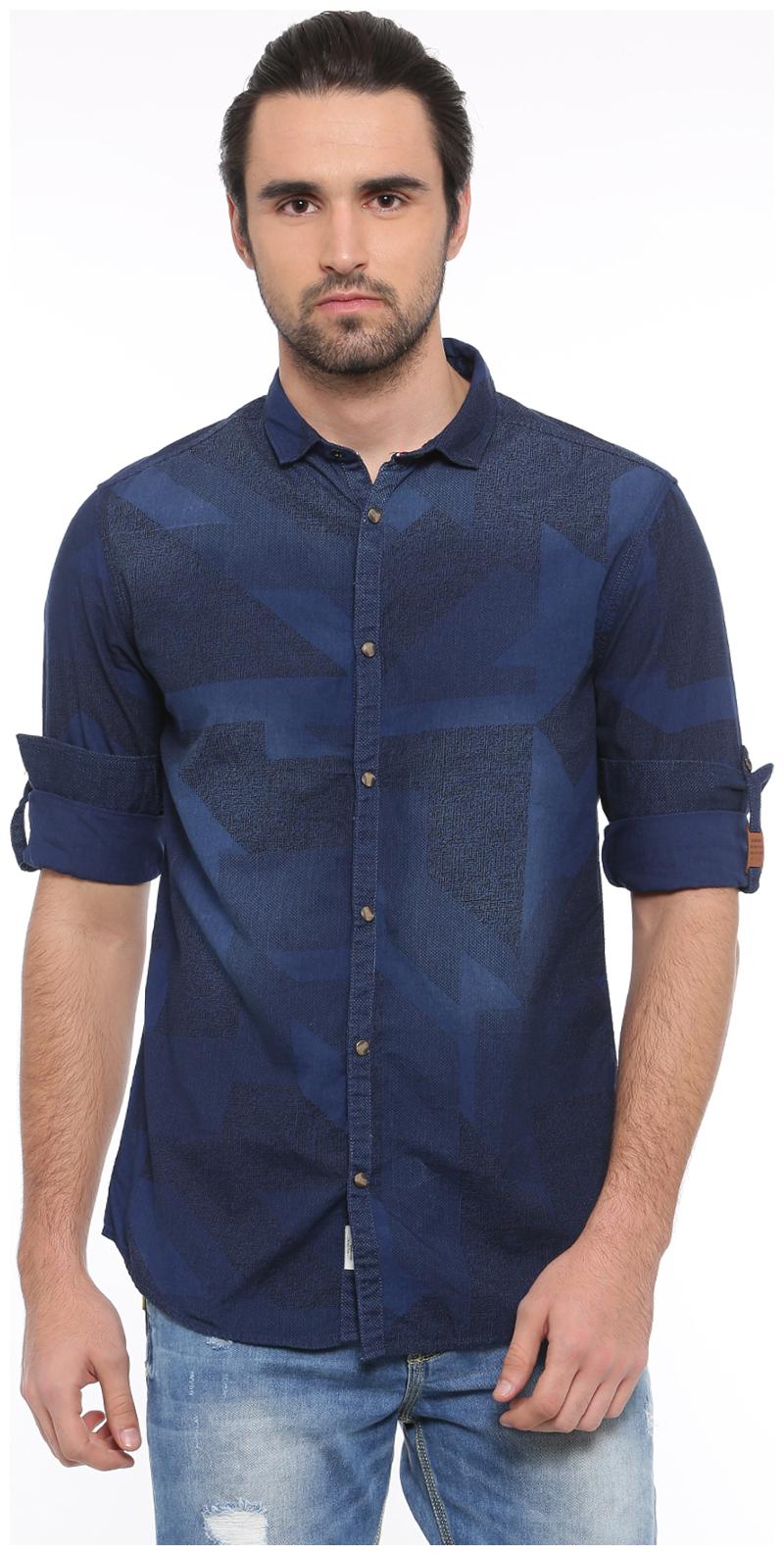 

Showoff Men Blue Solid Slim Fit Casual Shirt