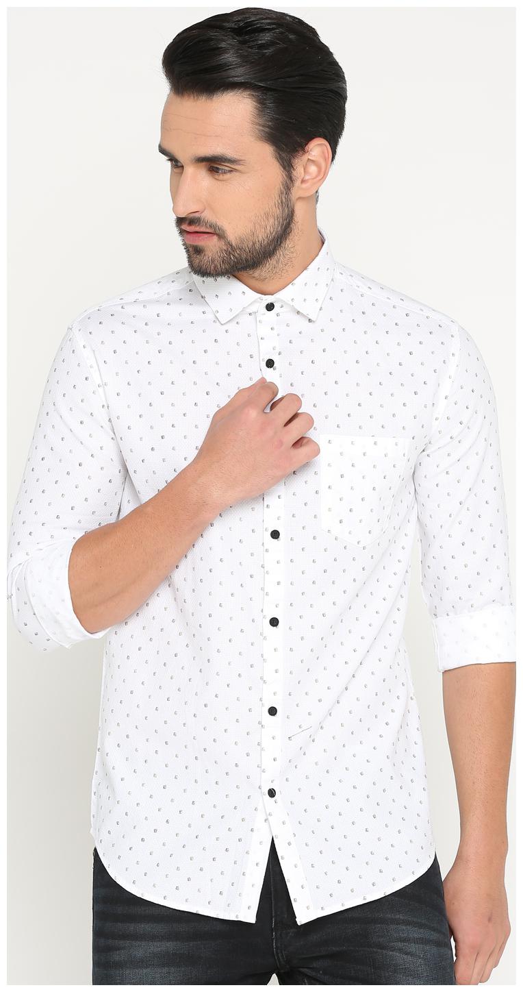 

Show off Men White Printed Slim Fit Casual Shirt