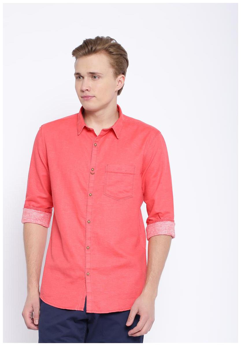

Showoff Men Orange Solid Slim Fit Casual Shirt